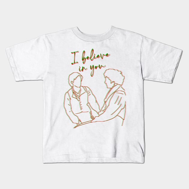 Enjoltaire Line Art - I Believe In You Kids T-Shirt by byebyesally